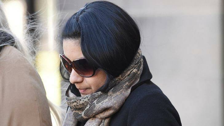 Marcella Castaneda outside the NSW Supreme Court, where she is on trial for the murder of her fiance Gregory Peck.
 Photo:  Kate Geraghty