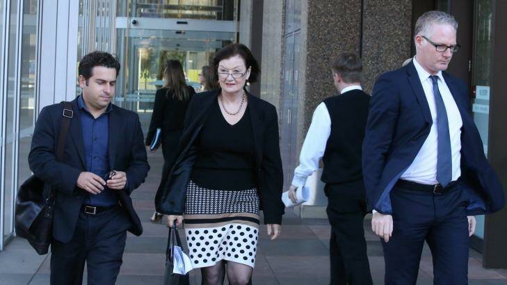 Journalists Linton Besser, Kate McClymont and Sean Nicholls outside the Supreme Court this week. Photo: Peter Rae