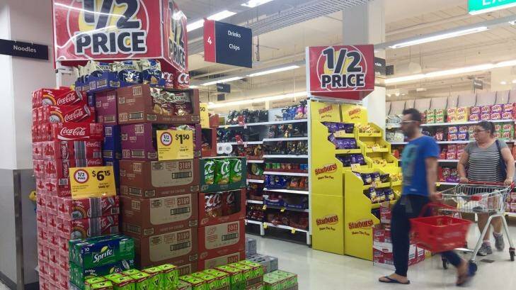One study found four out of 10 end-of-aisle displays in supermarkets promoted junk food. Photo: Facebook