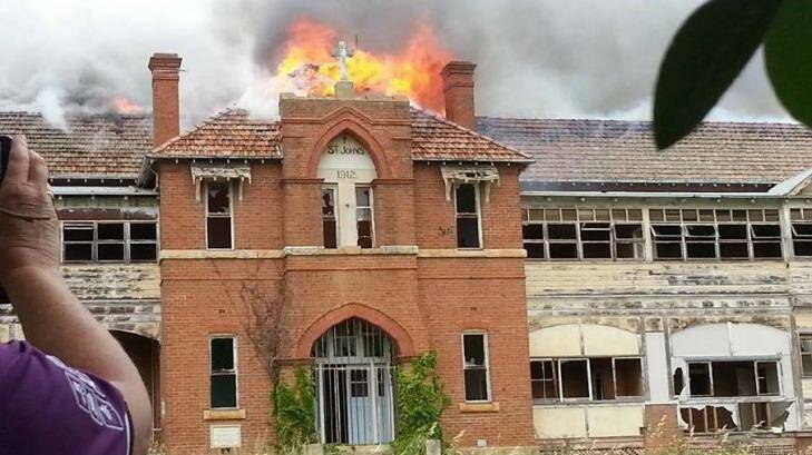 The former boys' home St John's burned on Wednesday, but fire investigators say the blaze is not suspicious. Photo: Goulburn Post