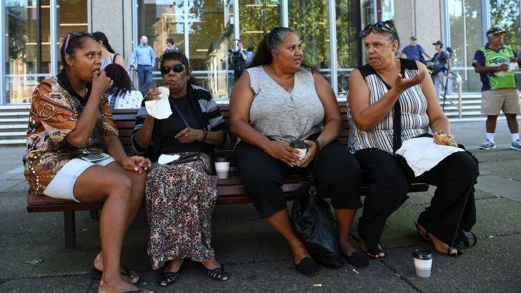 Family of the Bowraville murder victims outside the NSW Supreme Court on Thursday. Photo: Louise Kennerley