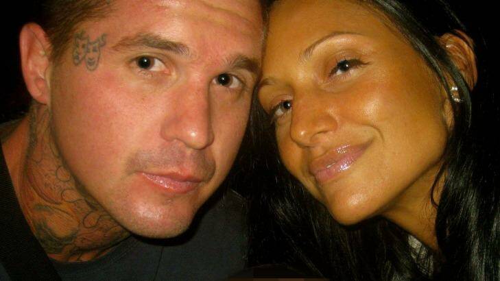 Slain bikie Mark Easter  (pictured with partner Biancha Simpson) was shot dead and left on the side of the road on the outskirts of northern Sydney in June last year.  Photo: Supplied