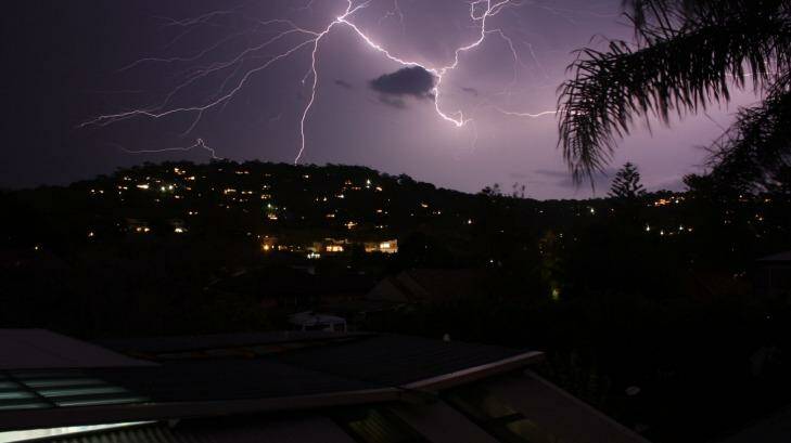 Lightning over Newport in Sydney's north. Photo: Max Lush