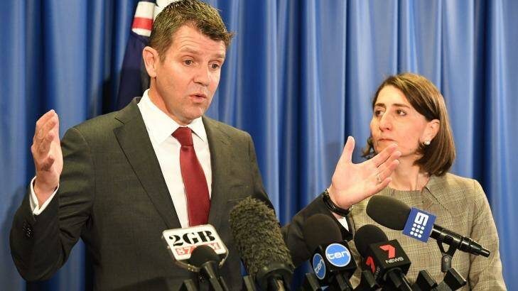 NSW Premier Mike Baird announces the privatisation of Ausgrid in October.  Photo: Peter Rae
