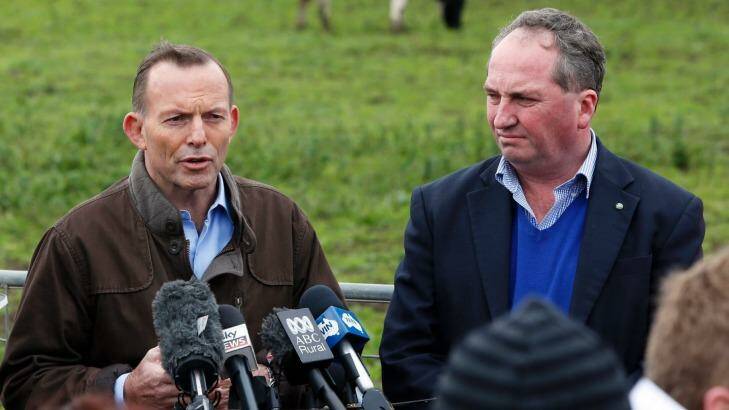 Agriculture Minister Barnaby Joyce withdrew from an appearance with Prime Minister Tony Abbott on Thursday. Photo: Rob Gunstone