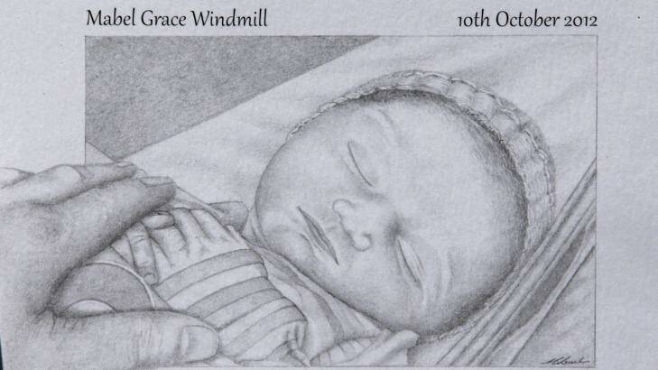 A sketch of baby Mabel. who died two hours after she was born.  Photo: Wayne Taylor