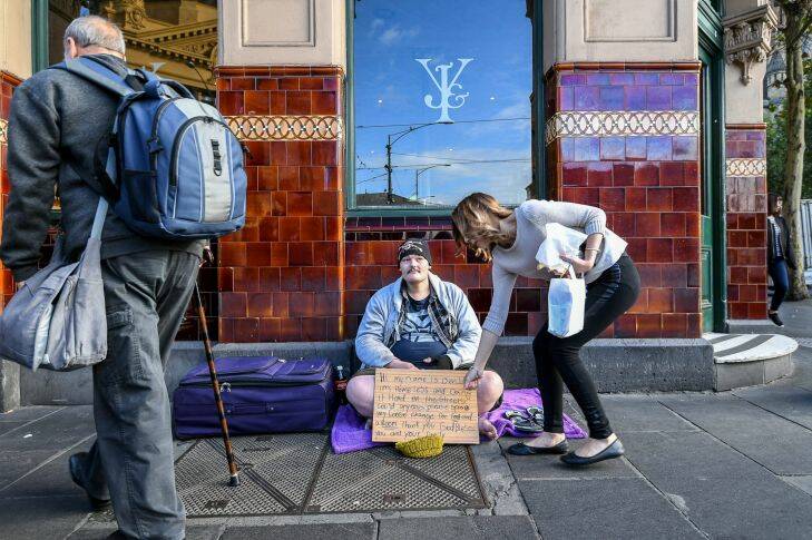 The Age, News 30/03/2017, picture by Justin McManus. Melbourne City council will hear submissions on how to deal with  homeless people in the CBD at a meeting tonight. Ben Silvey.