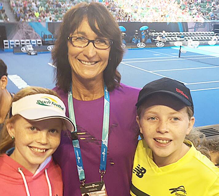 Molly and Abbey Kennedy caught up with Helen Magill at the Australian Open. sub
