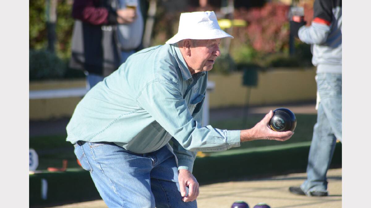 John Dunn enjoyed a roll at the Charity Day held by Parkes Bowling & Sports Club. 
Photo: Renee Powell 0715Bowls_9933