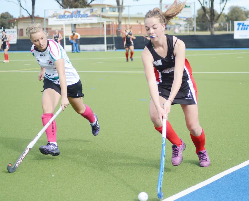 Young gun India Draper scored a goal in Parkes United’s 2-all draw against Bathurst City last Saturday. Photo: Renee Powell 0815hockey_3
