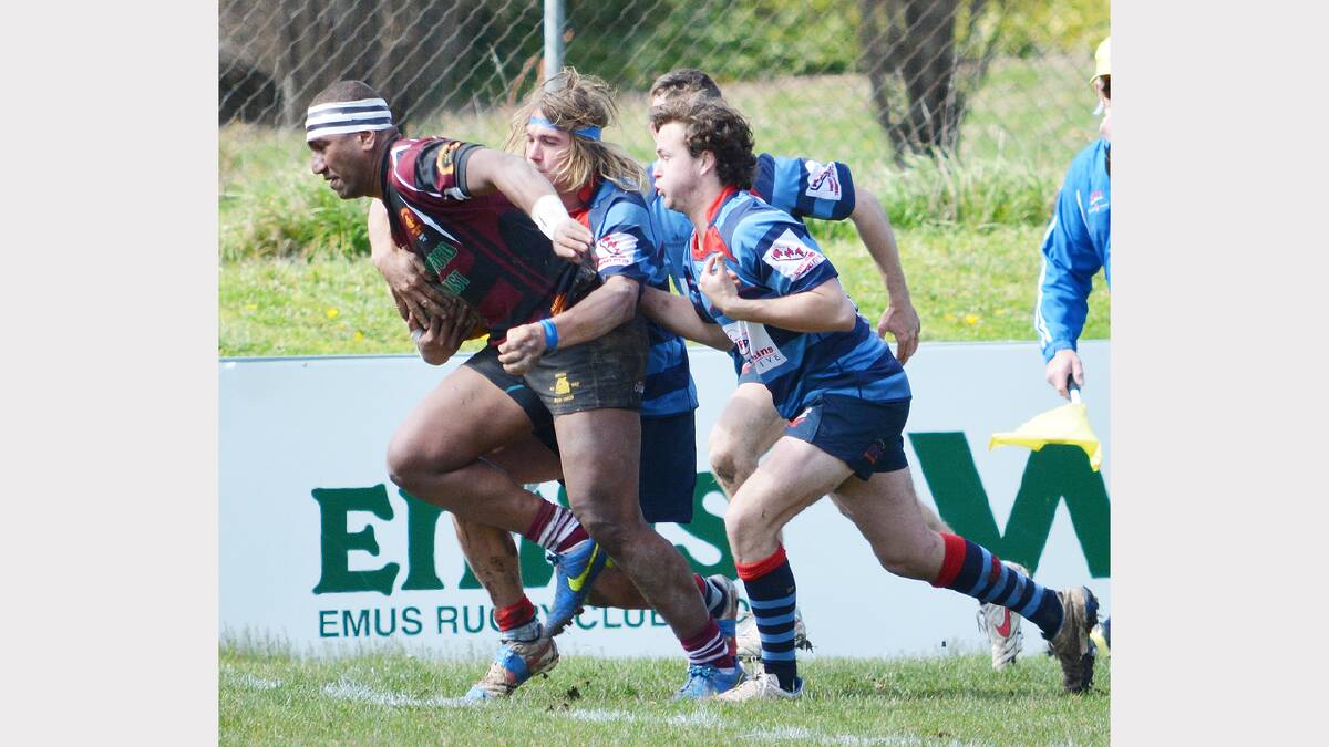 Rusiate Lawanikula attempts to bust through the Dubbo defence last Saturday. sub