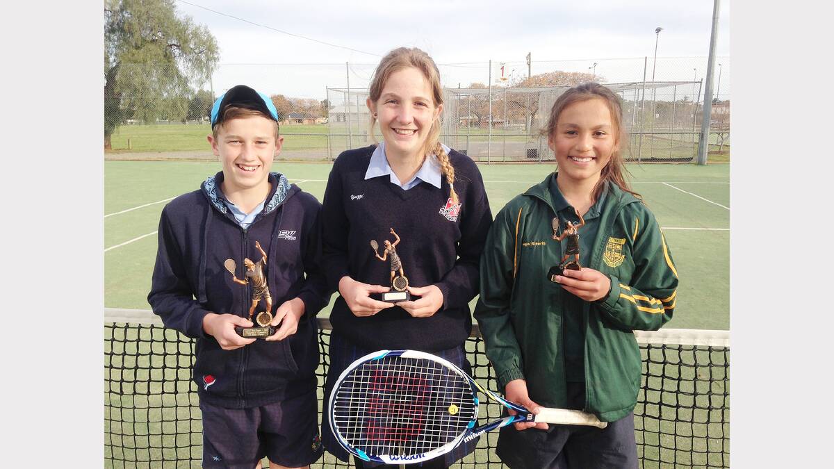 After some great results, Jake Magill, Yasmin Potts and Georgia Sideris proudly display their trophies from the Champion of Champions tournament. sub 