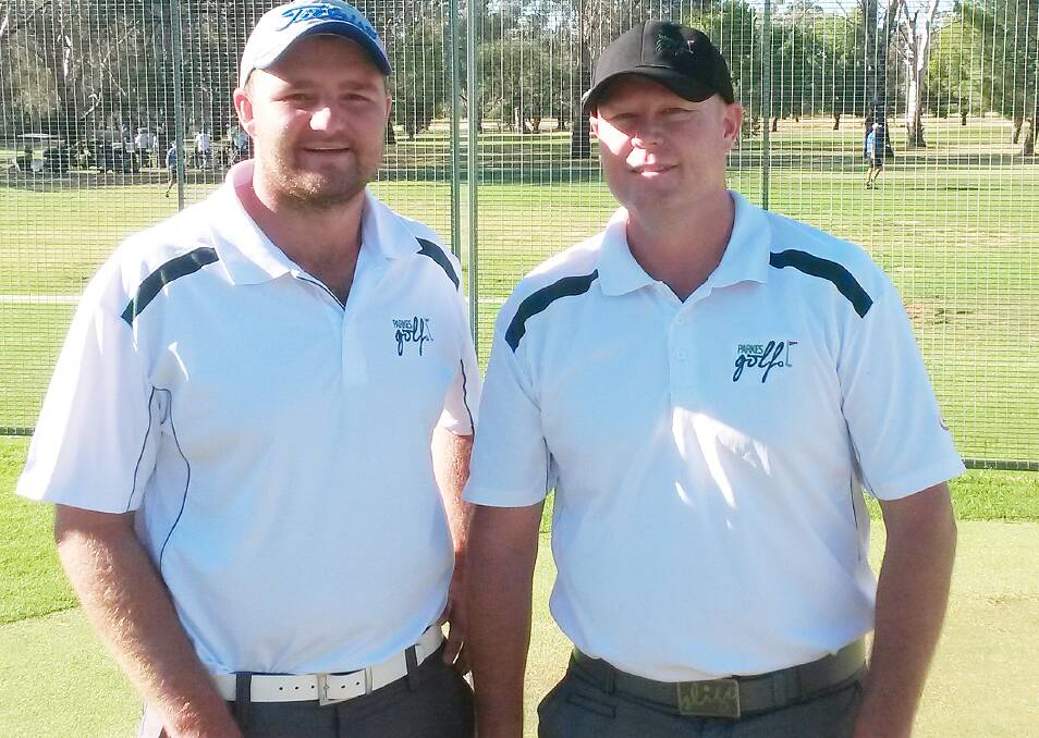 Parkes golfer Matt Egan (left) has been one of the stand-out performers in the Central West Golf Association Pennants this season. He and Mitch McGlashan will be integral to Parkes’ chances. sub