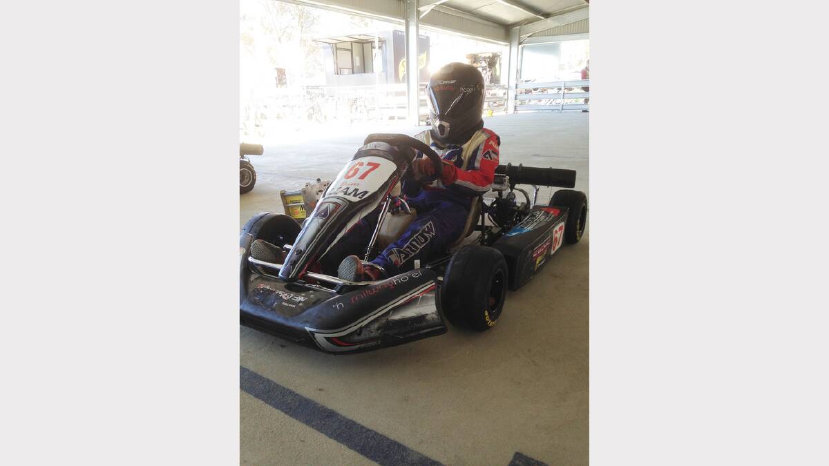 Liam Tory (at the wheel of his go-kart) enjoyed a positive NSW state titles at Grenfell recently. sub
