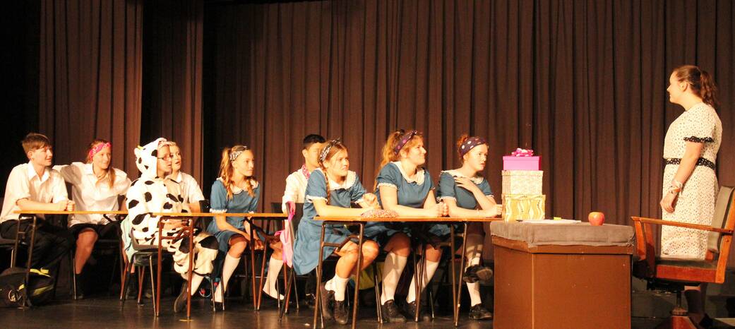 A scene from the concert - Teacher: Beck Auld; students from the back row, Morgan Flynn, Jasmin Carroll, Gracie Townsend, Tyla Cavallaro, Sophie McGrath, Liam Tamati, Madi Cooper, Maddie Langley and Quinn Anderson. sub
