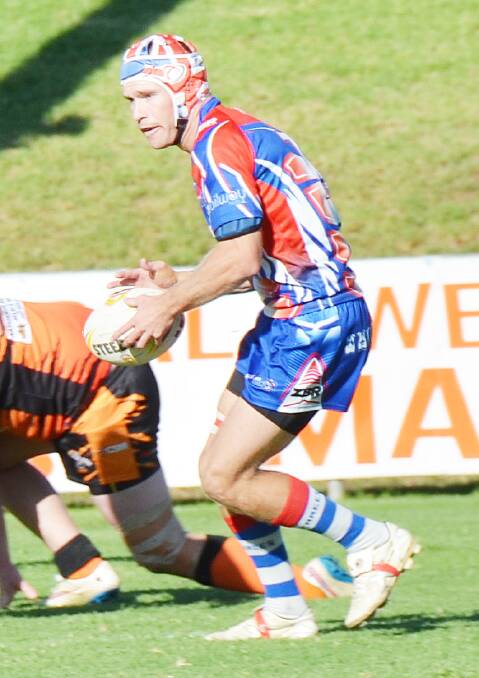 Alex Prout looked to take on the Tigers defence on Jock Colley Field last Sunday. 		        Photo; Jenny Kingham 0516League_0832
