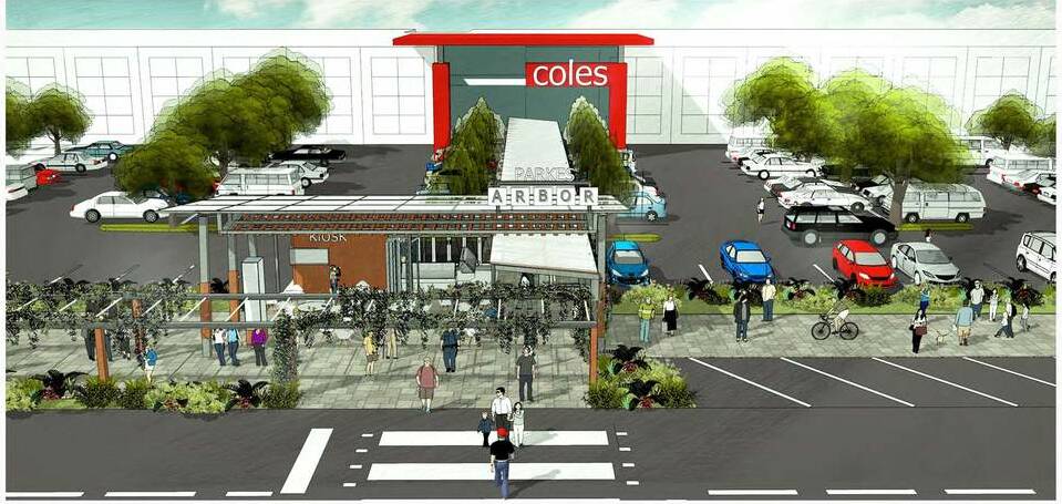 A front-on view of the proposed car park from Clarinda Street facing Coles. 