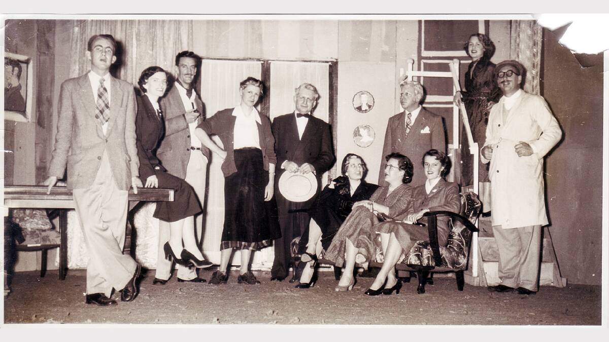 The cast of Rookery Nook, taken at the Orange Hall in July 1955 - from left, Peter Ailwood, Lorna Kable, Toby Rudolph, Beryl Weaver, John Bass, Margaret Seaborn, George Pittendrigh, Margaret Thomson, Betty Stafford, Linda Nettlebeck (on stairs) and Arthur Cook.