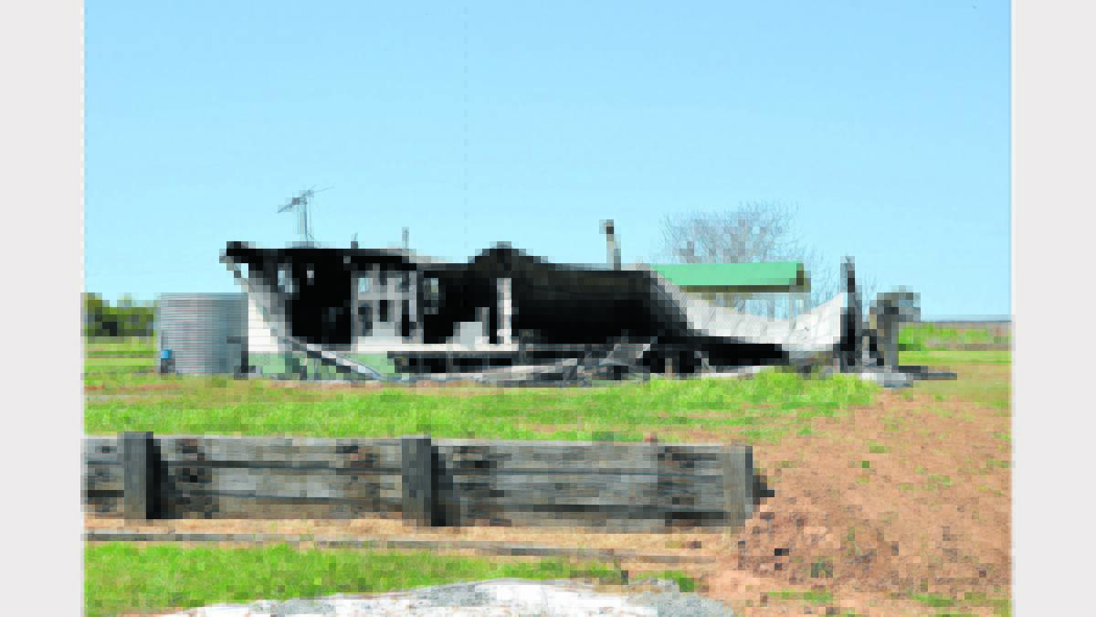 The four-bedroom family home on a rural block was totally destroyed in the fire. Photo: Lachlan Leeming. 
