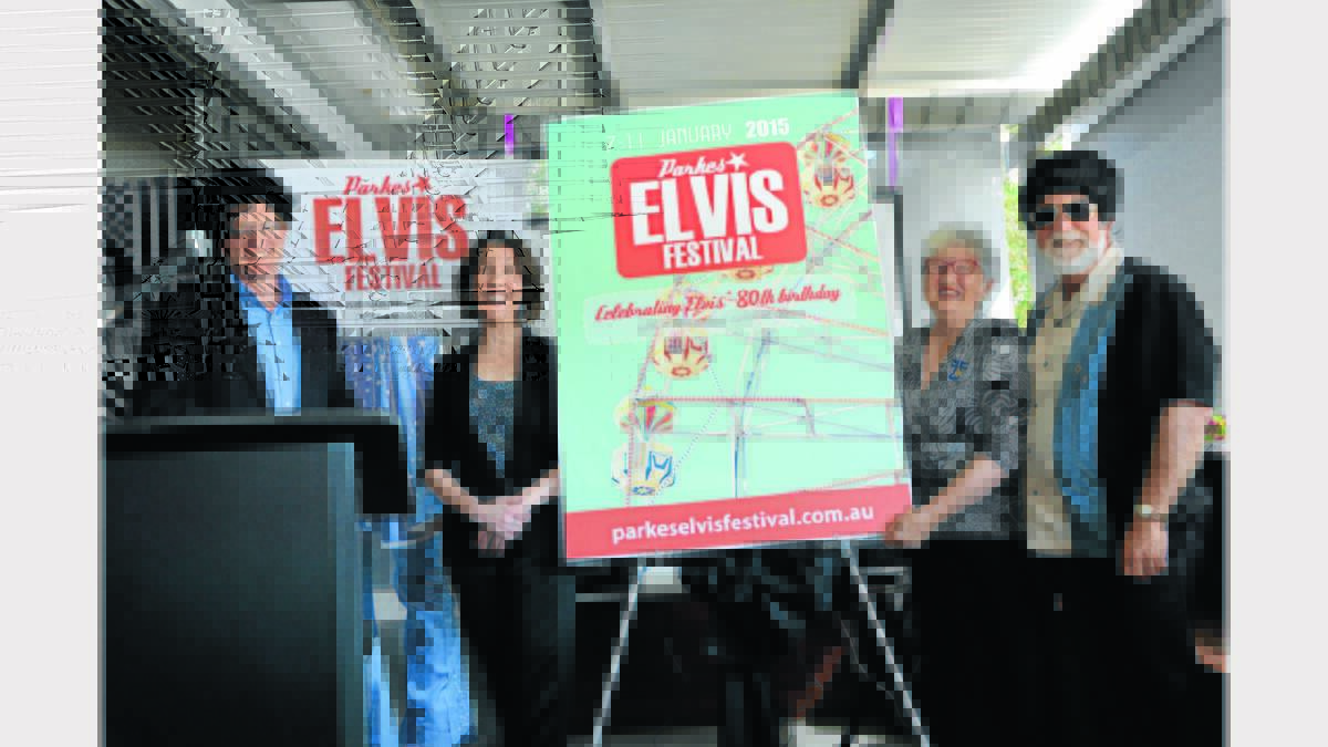 The woman behind the start of the Elvis Festival, Anne Steel was given the privilege of unveiling the new-look 2015 festival brand highlighting the theme, ‘Roustabout’ (one of Elvis’ popular movies) at Monday’s launch.
She is pictured with Elvis Festival Director Emily Mann (left) and Parkes Mayor, Ken Keith and the impressive brand.