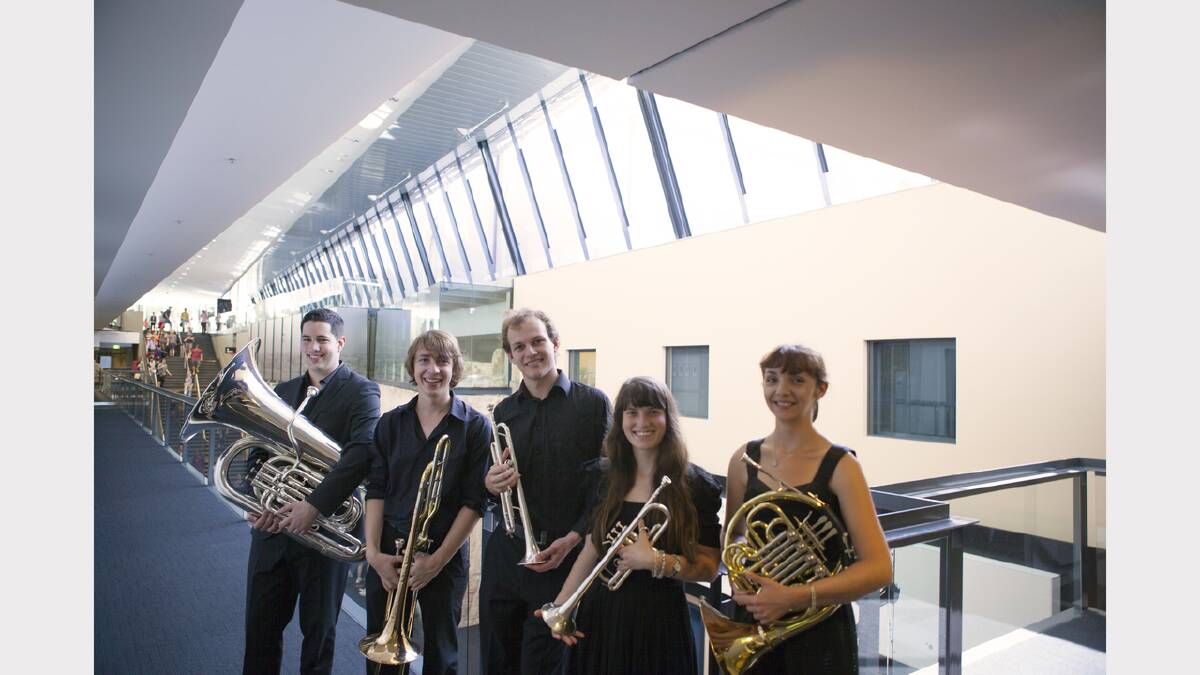 Students taking part in this year’s tour are from left, James Barrow (tuba), Jackson Bankovic (trombone), Zac Anderson (trumpet), Jenna Smith (trumpet), and Arianna Rooney (horn).