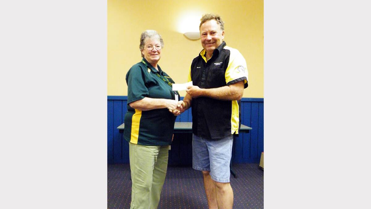 After last year’s highly successful Car Show, President Rodney Barnes presented a cheque to Pat Bailey from Can Assist. Sub