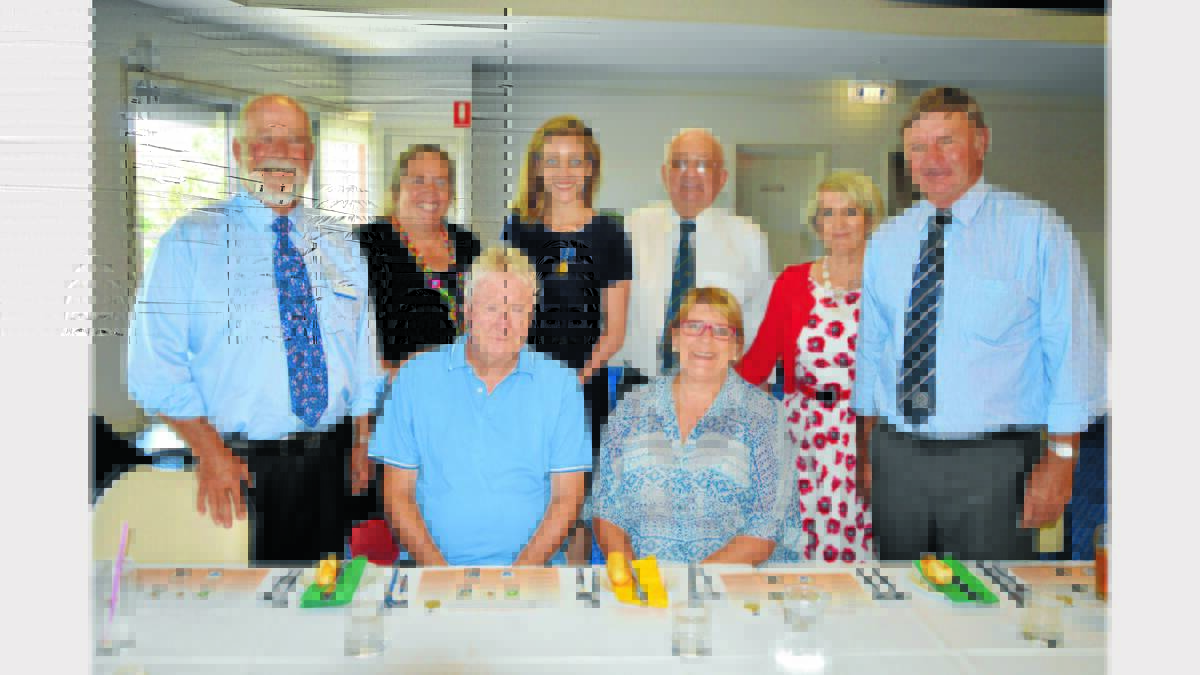 PICTURED at the special luncheon are from left, Ken Keith and his wife, Sue, Australia Day Ambassador, Annabelle Williams, Dick Baxter, Val and Peter Cannon; and seated, Michael and Robyn Greenwood. Photo: Roel ten Cate OAM.  