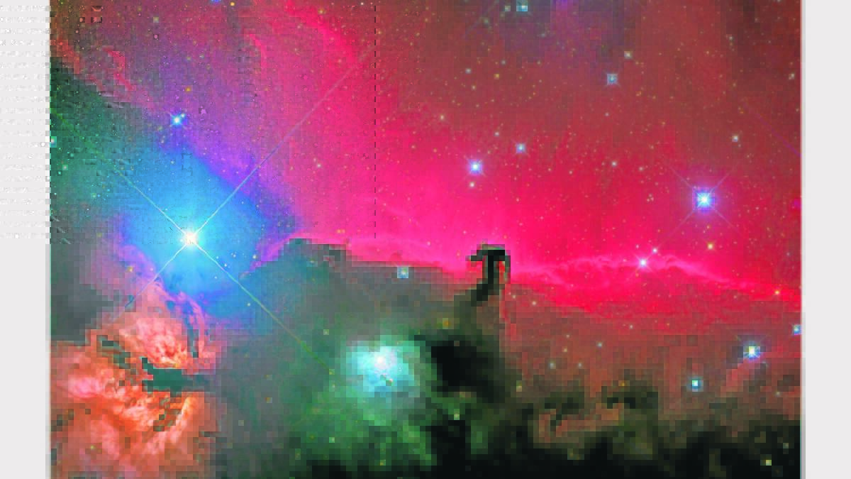 David Fitz-Henry has captured the dark Horsehead Nebula (one of the most appropriately named features in the night sky) and the nearby Flame Nebula in the lower left hand corner of the image. Both can be located in a telescope in the summer constellation Orion (also commonly known as The Saucepan).
