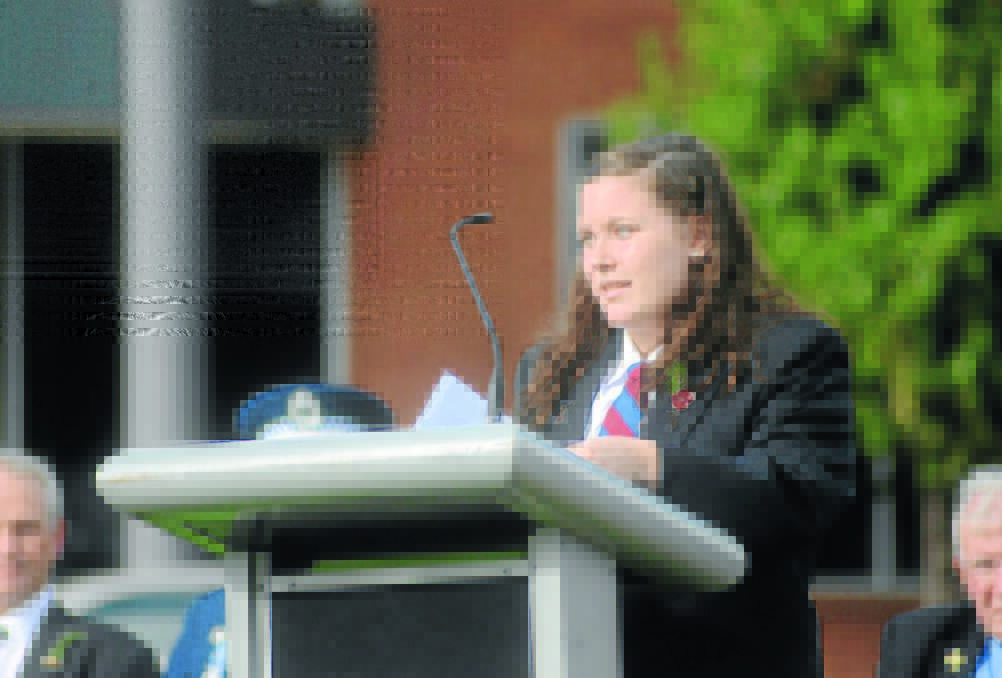 The Anzac Address by Modern Youth at Saturday’s commemoration service was delivered by Parkes High School captain, Rebeckah Auld. 
