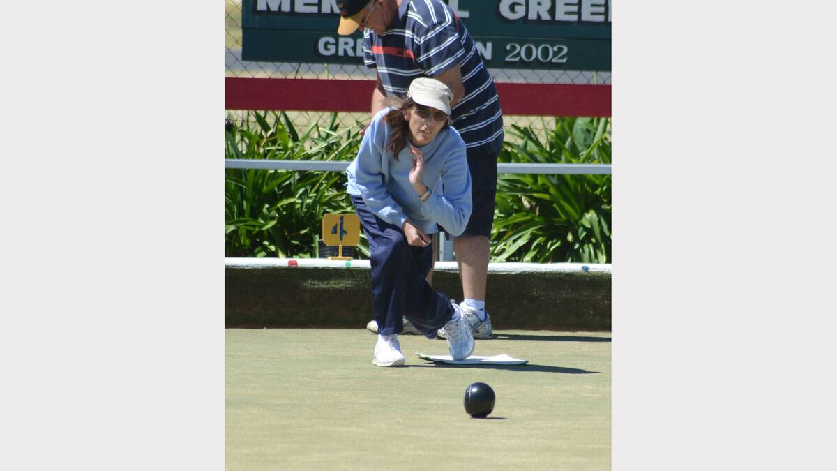 Pauline Currey in action at the Railway Bowling Club.