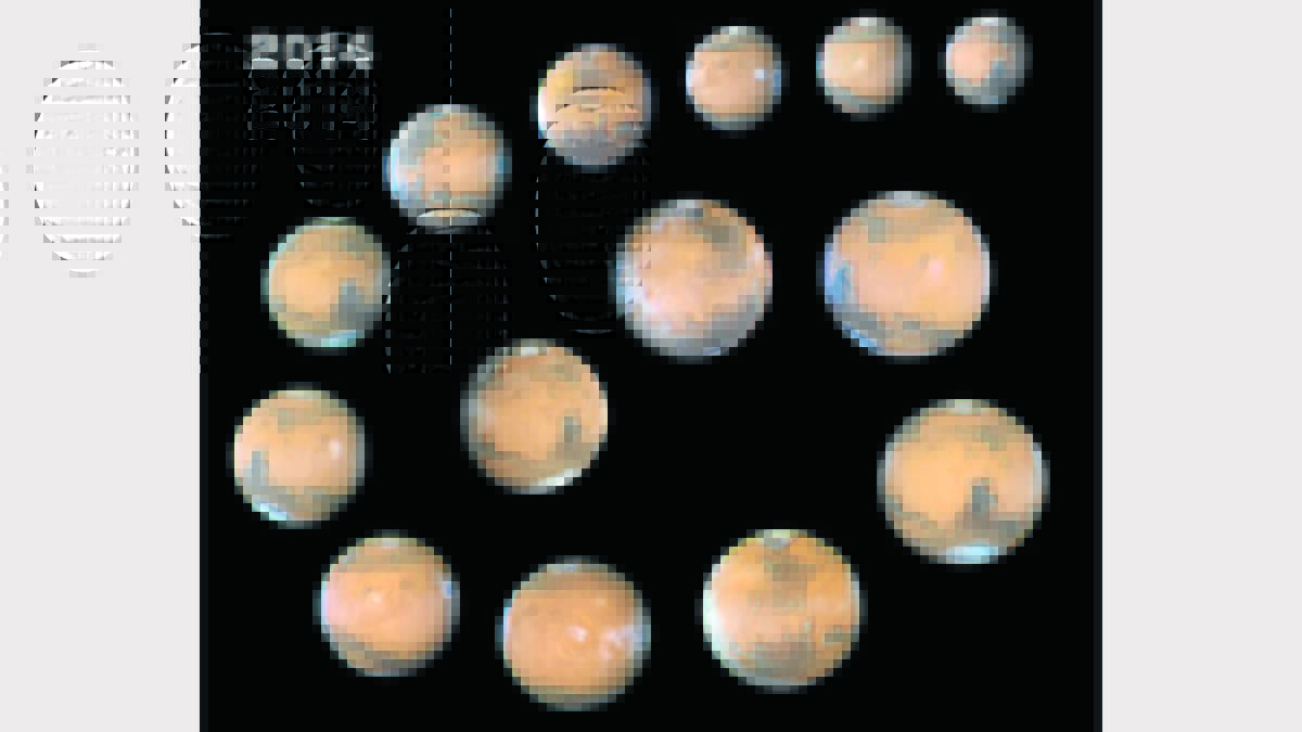 This series of images of Mars 2014 shows clear details on the surface of our red planetary neighbour.  Stefan Buda’s images also show Mars’ increasing apparent size as it made its once-every-two-years close approach to Earth earlier this year.