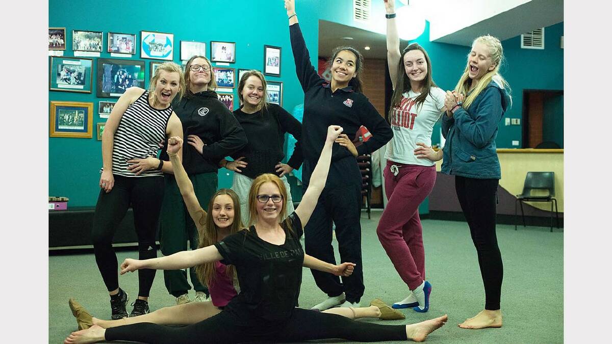 Pictured during rehearsals for High School Musical are the cheerleaders - left to right, back - Elizabeth White, Isabelle Evans, Ashley Evans, Emeline Lavaka, Amelia Tanswell, Alice Maier; front - Sophie McGrath and Maddison Day.    sub 