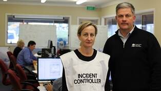Local Land Services Incident Controller Jillian Kelly with Central West General Manager Andrew Mulligan.