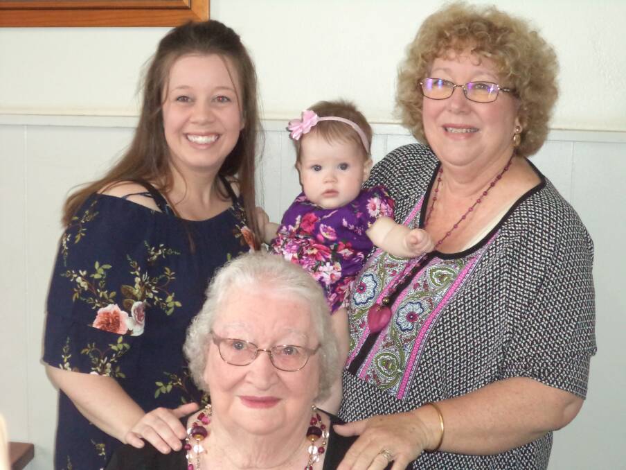 SPECIAL: It was a special day for Parkes woman Fay Ivey (front) and her family when four generations of girls came together. Photo: Contributred