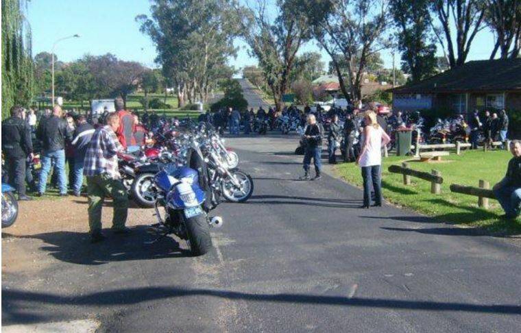ROLL OF THE DICE: Riders assembling at Kelly Reserve, Parkes for the start of last year’s Ironbark Dice Run.