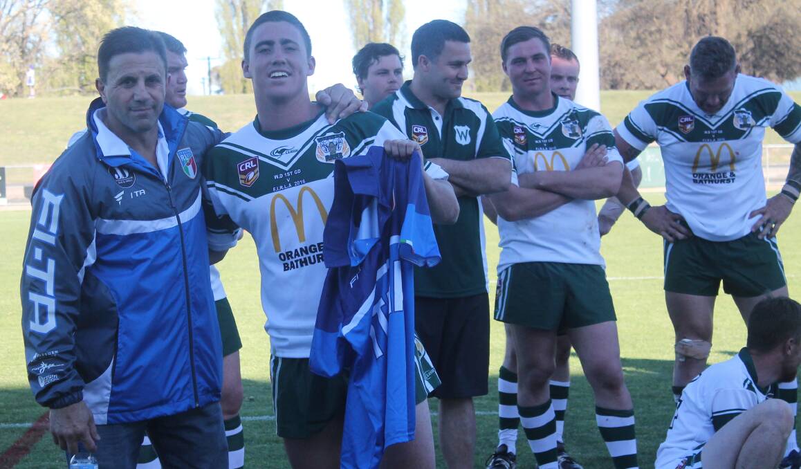 PRAISE: Parkes fullback Sam Dwyer (right) was praised for his "brilliant" form, earning Federation of Italia Rugby League Australia coach Leo Epifania's vote as player of the game.