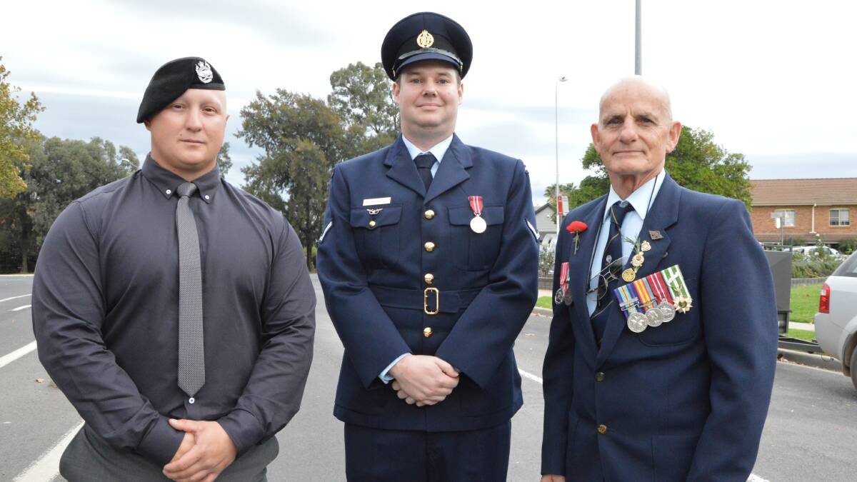 Visiting the Parkes Shire on Anzac Day was Corporal Craig Cole, who's spent the last five months in Iraq, leading aircraftman Matthew Bee from Williamtown and Vietnam War veteran Tony Speelman from Shellharbour.