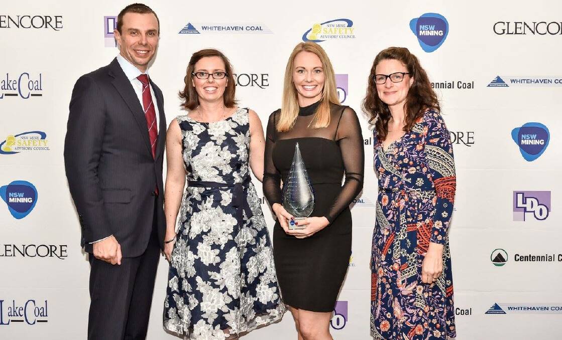 NSW Minerals Council CEO Stephen Galilee and Chair of NSW Minerals Council and managing director of Northparkes Mines Stefanie Loader (right) presented the award to Northparkes Mines staff health safety systems and risk superintendent Rachael Whiting and health specialist Stacie Martin.