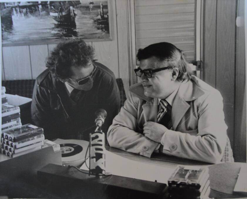 80 YEARS: 2PK country music radio host Don McGuire (right) - who was among the initial founders of the country music festival in Parkes - with racing/trotting commentator John Kerwick in the 60s or 70s.