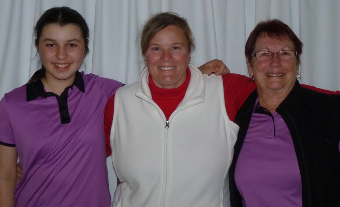 WINNERS: Left to right Kasey Fay-Rice from C Grade, Cherrie Phillips Parkes ladies club champion, and Colleen Flynn in B Grade.