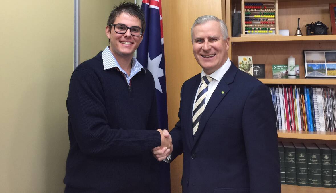 WELCOME: Federal Member for Riverina Michael McCormack has congratulated Parkes man Brenton Hawken for participating in the 2017 National Indigenous Youth Parliament.