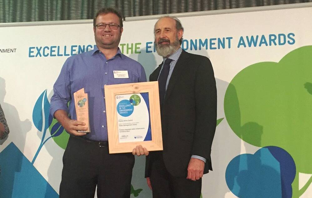 Parkes Shire Council's Director of Infrastructure Andrew Francis was presented a Local Government NSW Excellence in the Environment Award on Wednesday.