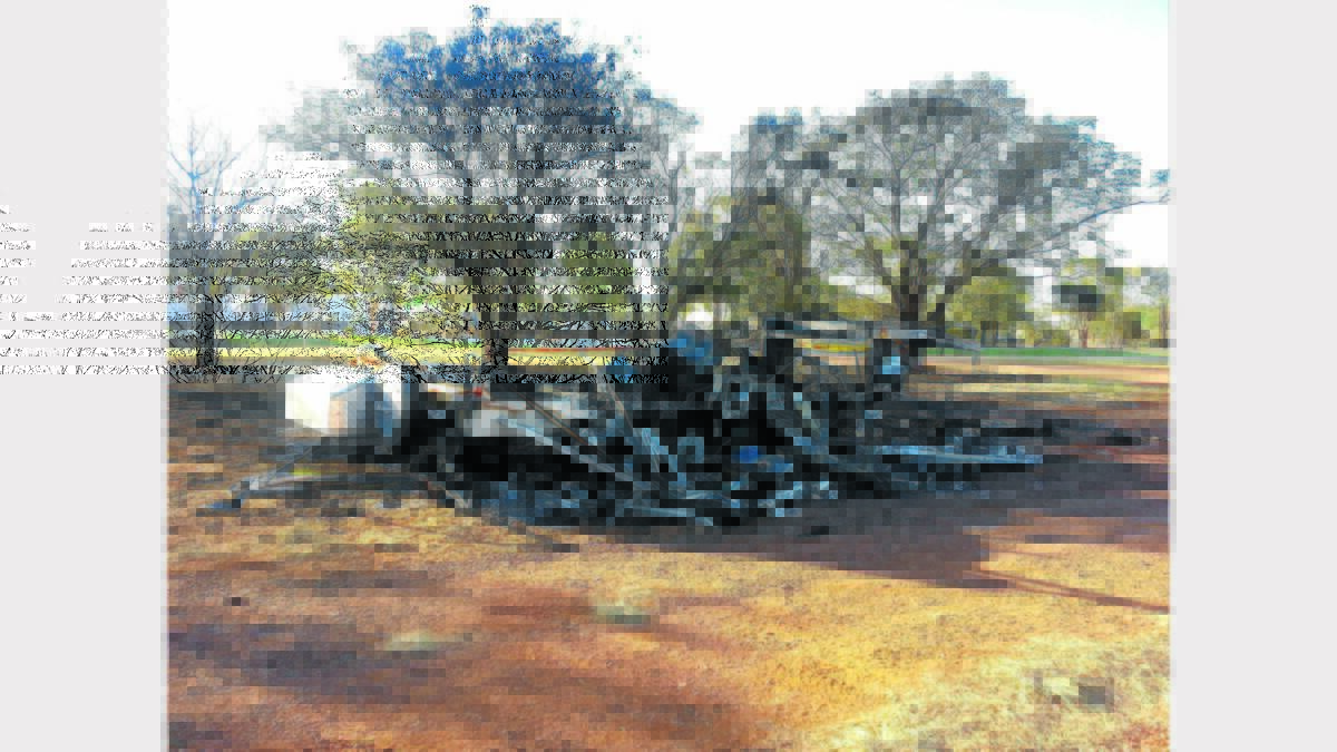 Nothing remains of the caravan which was destroyed by fire last weekend.  Photo: Barbara Reeves