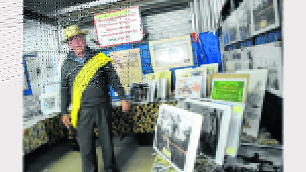 Lindsay Ashcroft with his hobby, memorabilia and poetry exhibit.
