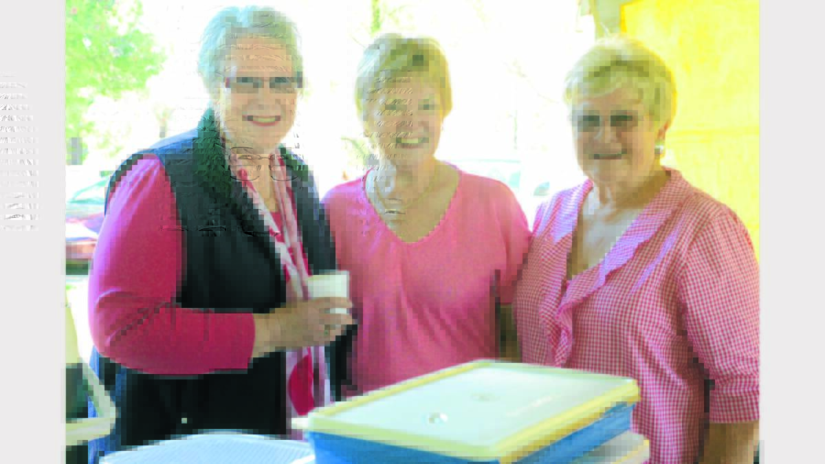 Jenny Breadon, Jan Ladbury and Pat Green enjoyed the Mini Field of Women event held at the Lions Park in support of Breast Cancer awareness.