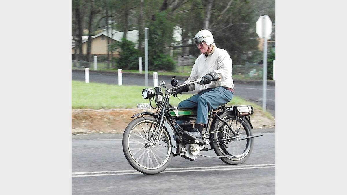 Peter Scott, rally entrant and president of Vintage Motorcycle Club of Australia with his 1912 Rudge. 