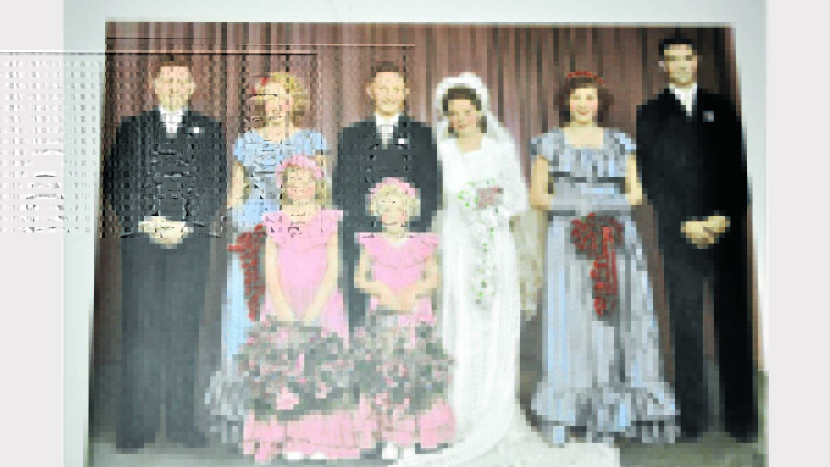 Mick’s brother Roy was Bestman and Lois’ brother, Owen groomsman. Lois was attended by Mary Goodman (Payne) and Olive Greenwood, with flowergirls Nola Miller and Janice Hetherington.