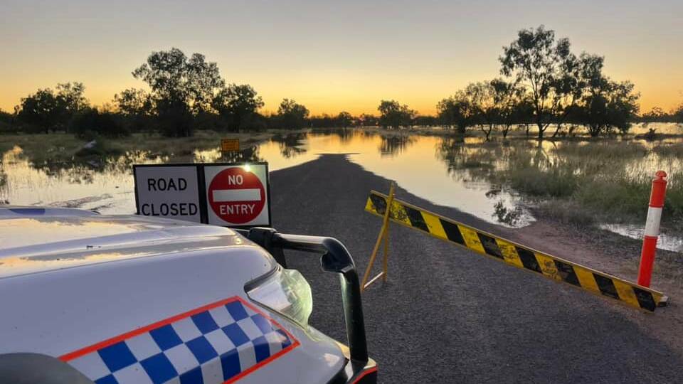 Road closed due to flooding. Picture Queensland Police