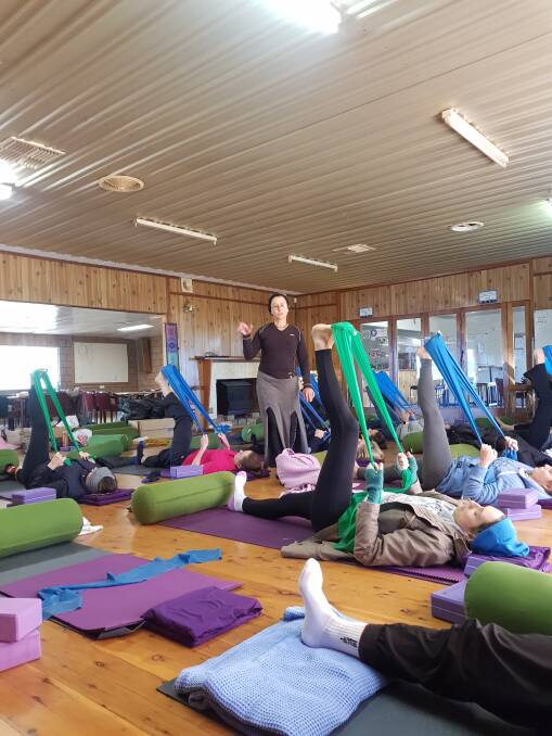 Wonderful Workshop: Jenny Harris leading the yoga/pilates section of the Active Farmers workshop. Funding was from Central West Local Land Services.