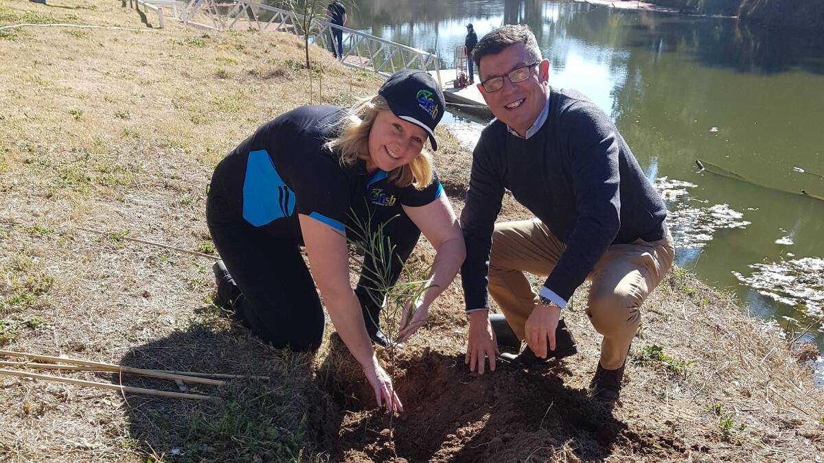 Joining Forces: Dr Adrian Zammit (Landcare NSW CEO), Cassie Price (OzFish Director of Habitat Programs).